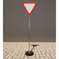 Знак дорожный "Уступите дорогу" 2.4 типоразмер 40 на стойке с основанием 3кг - fgospostavki.ru - Салехард