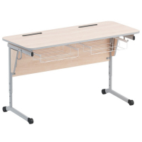 Стол ученический двухместный с наклоном столешницы (0-24°) и корзиной - fgospostavki.ru - Салехард