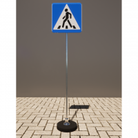 Знак дорожный "Пешеходный переход" 5.19.1 типоразмер 40 на стойке с основанием 3кг - fgospostavki.ru - Салехард