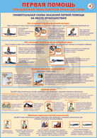 Таблица "Универсальная схема оказания первой помощи на месте происшествия" (100х140 сантиметров, винил) - fgospostavki.ru - Салехард