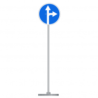 Знак дорожный " Движение прямо или направо" 4.1.4 типоразмер 40 на стойке с основанием 3кг - fgospostavki.ru - Салехард