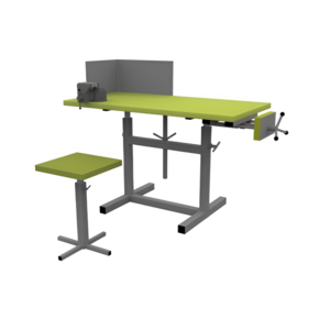 Верстак ученический комбинированный с тисками и струбциной, с защитным экраном и табуретом - fgospostavki.ru - Салехард