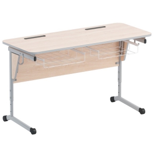 Стол ученический двухместный с наклоном столешницы (0-24°) и корзиной - fgospostavki.ru - Салехард