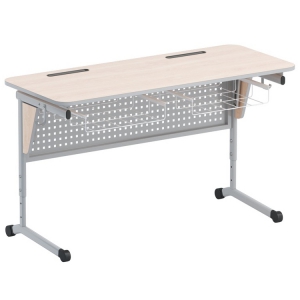 Стол ученический двухместный с перфорированной панелью, наклоном столешницы (0-24°) и корзиной - fgospostavki.ru - Салехард