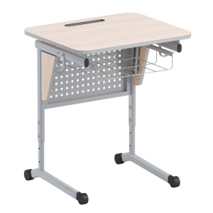 Стол ученический одноместный с перфорированной панелью, наклоном столешницы (0-24°) и корзиной - fgospostavki.ru - Салехард