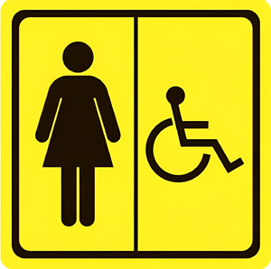 Тактильный знак (туалет для инвалидов Ж) 150х150 - fgospostavki.ru - Салехард