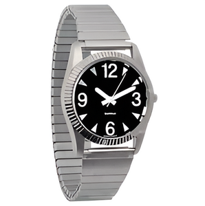 Часы мужские с черным циферблатом на растягивающемся ремешке - fgospostavki.ru - Салехард