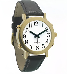 Часы для слабовидящих людей с белым циферблатом на кожаном ремешке - fgospostavki.ru - Салехард