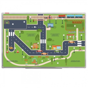 Магнитно-маркерная доска "Безопасный маршрут школьника" (дом-школа-дом) с комплектом тематических магнитов КМ-17 - fgospostavki.ru - Салехард