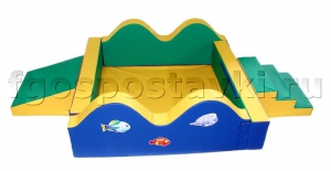 Сухой бассейн "Волна-1" 1,5х1,5м с аппликацией лестницой и скатом - fgospostavki.ru - Салехард
