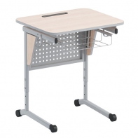 Стол ученический одноместный с перфорированной панелью, наклоном столешницы (0-24°) и корзиной - fgospostavki.ru - Салехард