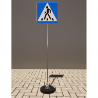Знак дорожный "Пешеходный переход" 5.19.1 типоразмер 40 на стойке с основанием 3кг - fgospostavki.ru - Салехард