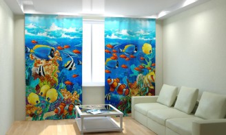 Комплект светонепроницаемых штор "Рыбки" - fgospostavki.ru - Салехард